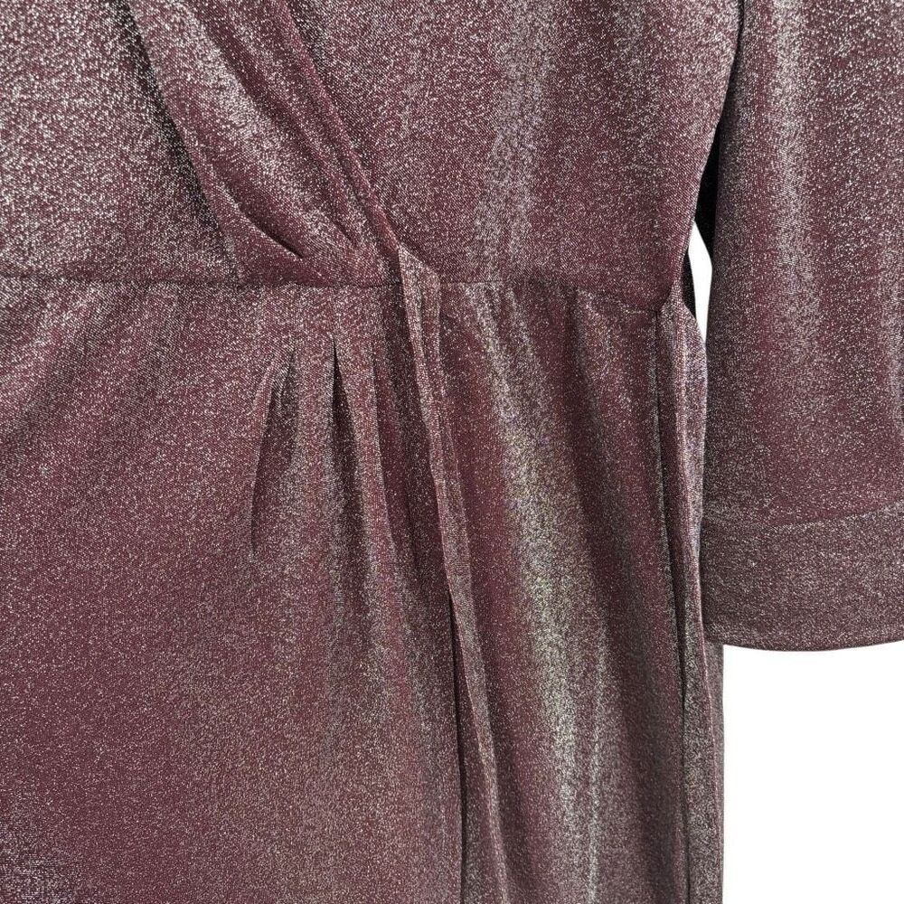 Lane Bryant Lurex Faux-Wrap Collar Midi Dress Deep Cranberry Size 30/32 NWT - Picture 7 of 11